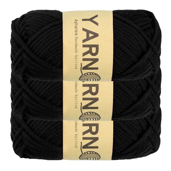 Uxcell 3Pcs Crocheting Yarn, 2mm Black 100% Acrylic Yarn 76 g/2.6 oz Sport Weight Yarns Bulk Soft and Fluffy Yarns for Knitting DIY Crochet Crafts Blankets Gift,164 Yards Total