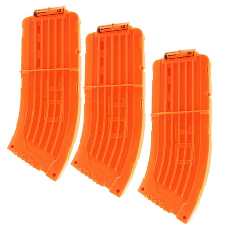 BOROLA 10 Darts Curved Magazine Quick Reload Clip Compatible for Nerf Elite (Orange, 3Pcs)