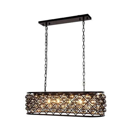 

1216 Madison Collection Pendant Lamp L:40in W:13in H:15in Lt:6 Mocha Brown Finish Royal Cut Silver Shade (Grey)