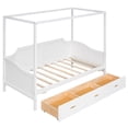 thumbnail image 5 of DreamBuck Twin Size Daybed, Wooden Canopy Daybed with 3 in 1 Storage Drawers, Wooden Platform Bed Canopy Bed for Kids Teens Adults, No Box Spring Needed, White, 5 of 7