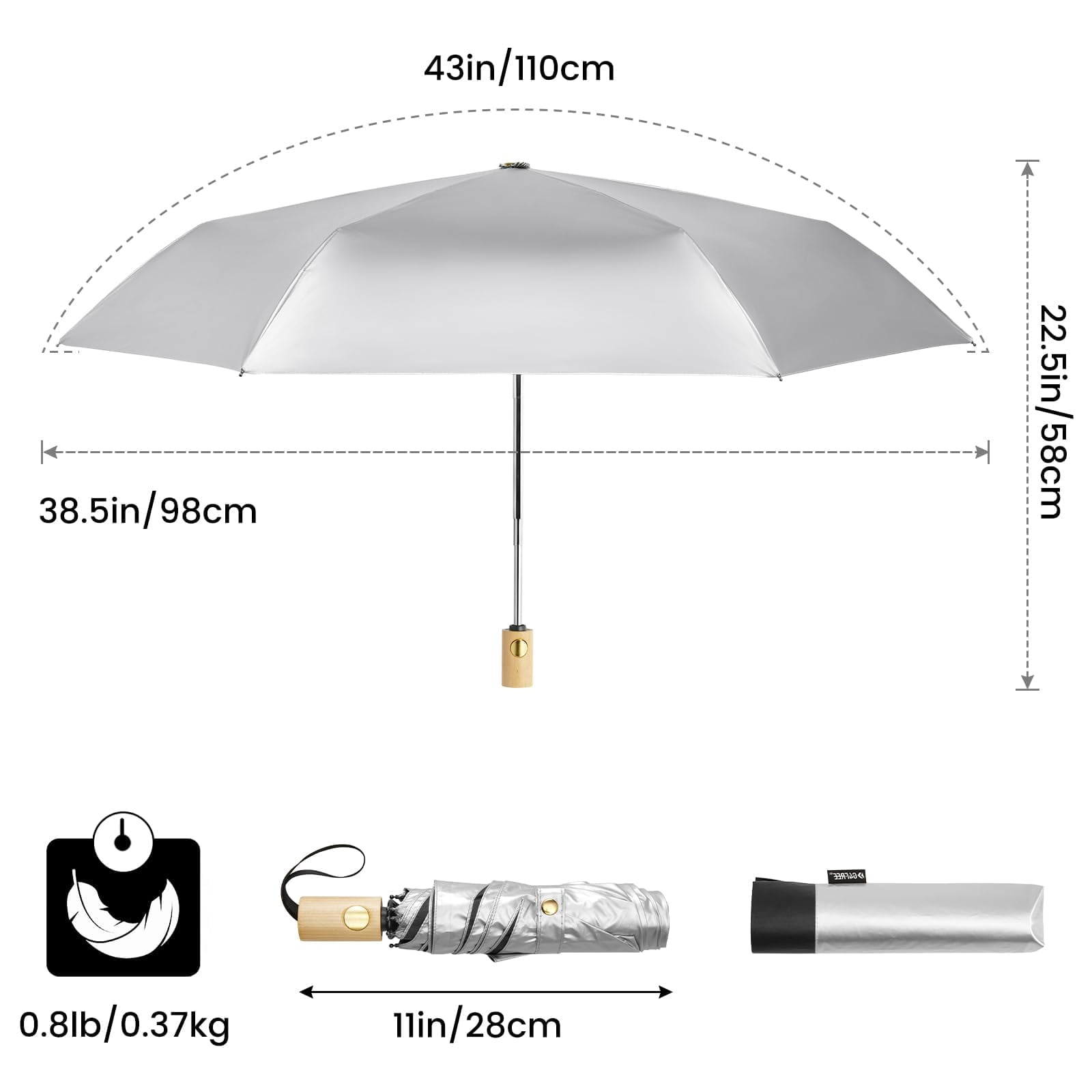 G4Free UPF 50+ UV Protection Travel Sun Umbrella Compact 42 Inch Small UV Blocking SPF Umbrella Auto Open Close