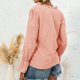 thumbnail image 4 of V cuello encaje costura superior dulce lindo ruffle TRIM camisa de manga larga color puro cómodo mujeres casual top, 4 of 6