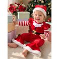 thumbnail image 4 of RUINIXCW Baby Girl Christmas Outfits Long Sleeve Ruffle Romper + Flare Pants + Hat, 4 of 8