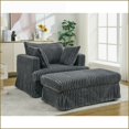thumbnail image 4 of Chaise Lounge, 47.7'' Oversized Deep Seat Corduroy Chair with Movable Ottoman | Dark Gray | Minimalist Style, 4 of 7