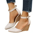 thumbnail image 3 of Sandales Compensées à Bride Cheville Bout Fermé pour Femmes Espadrilles d'Été Plateforme Chaussures de Marche Décontractées, 3 of 8