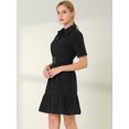 thumbnail image 2 of INSPIRE CHIC Women's Belted Button Down Cotton Ruffled Safari Shirt Dress, 2 of 6