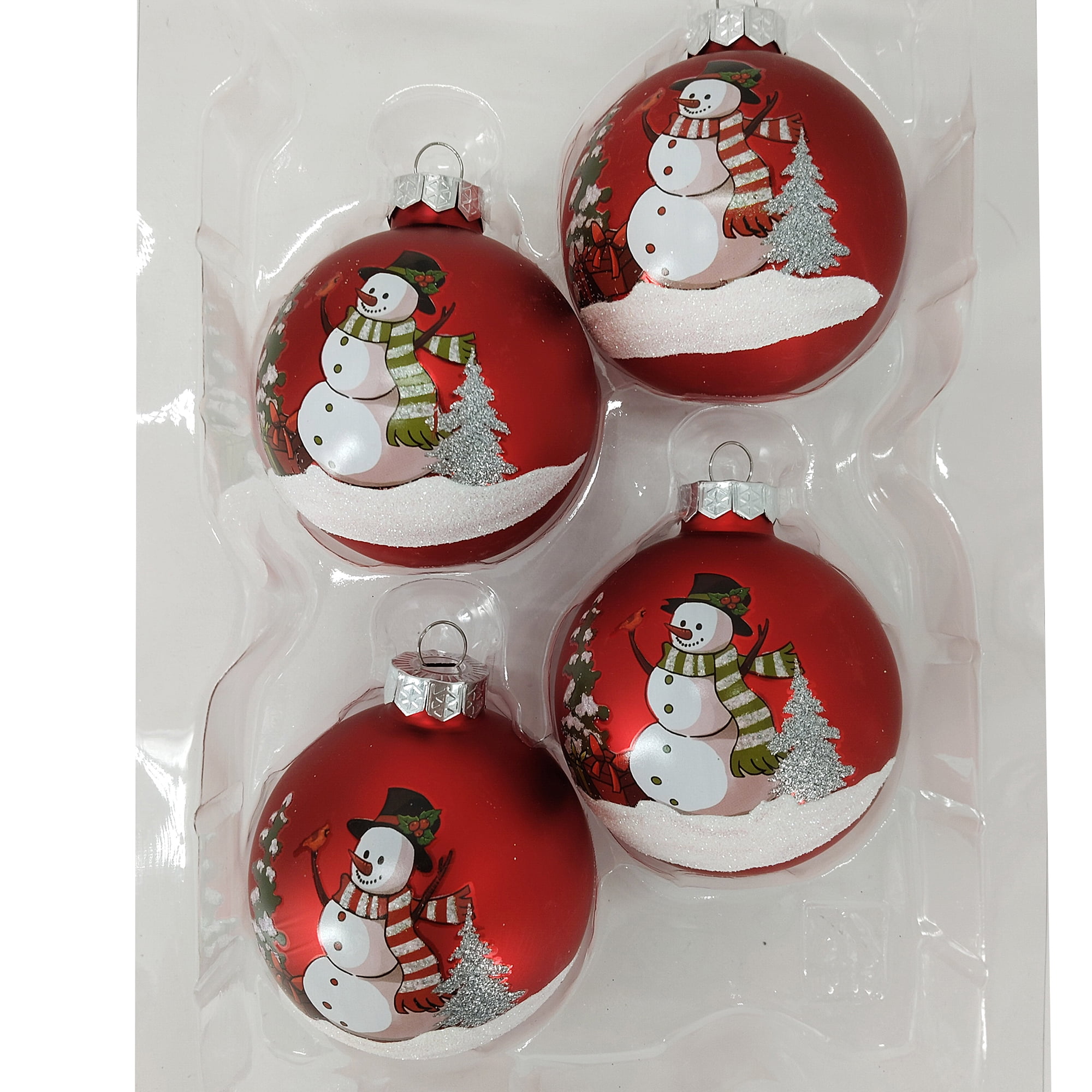 Holiday Time Dia 65mm 4Ct Snowman Glass Ornament, Holiday Time DIA 65mm 4CT SNOWMAN Glass Ornament