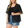 thumbnail image 4 of Unique Bargains Women's Plus Cover Up Lace Panel Texture Summer Boho Cardigans, 4 of 6