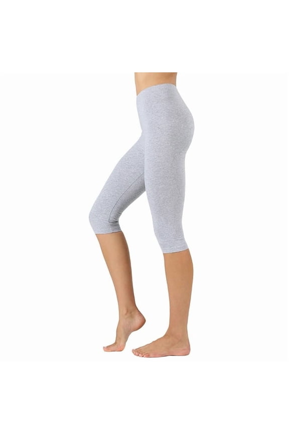 Women's Essential Basic Cotton Spandex Stretch Below Knee Length Capri Leggings