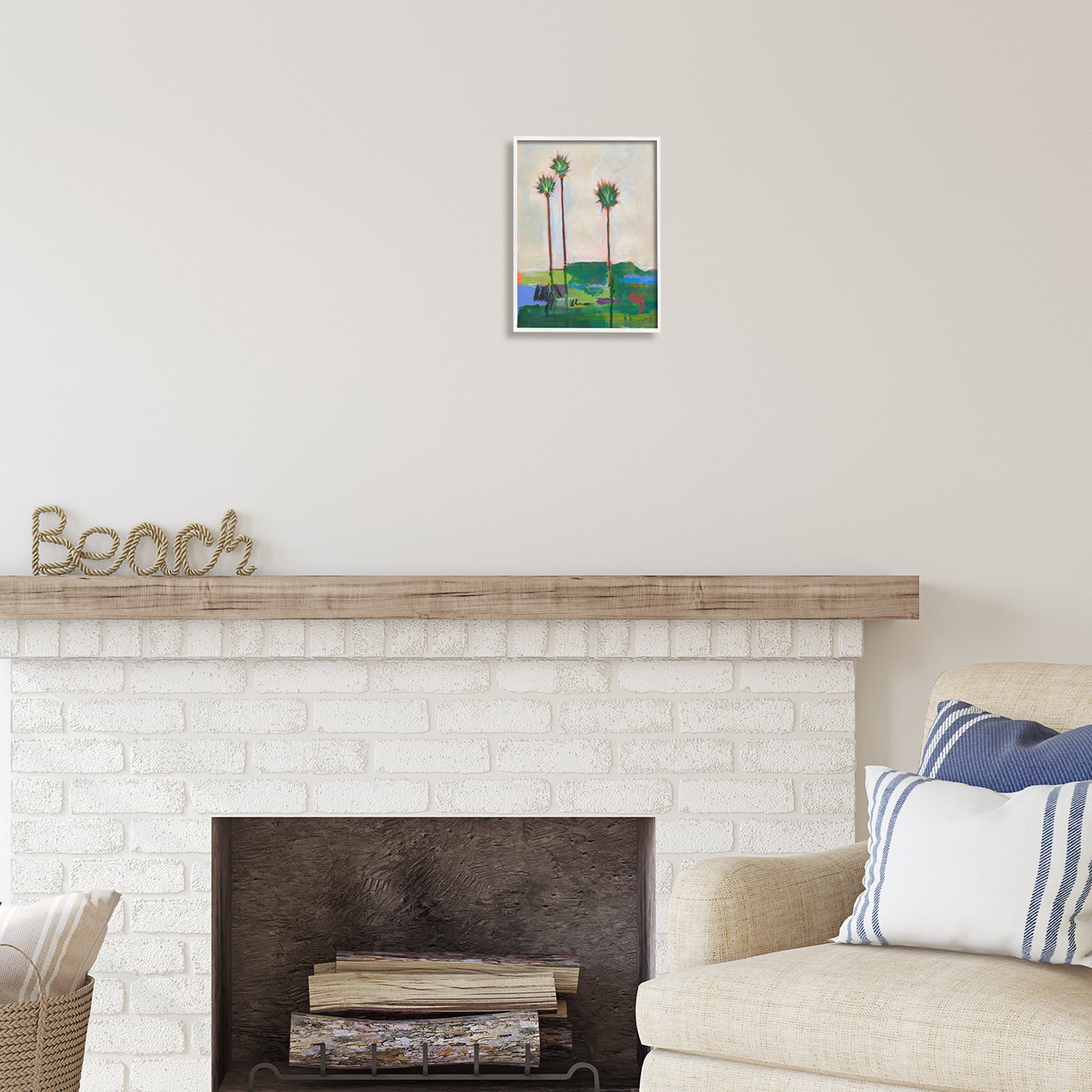 Stupell Industries Modern Palm Trees Landscape Abstract Painting White Framed Art Print Wall Art, 11 x 14
