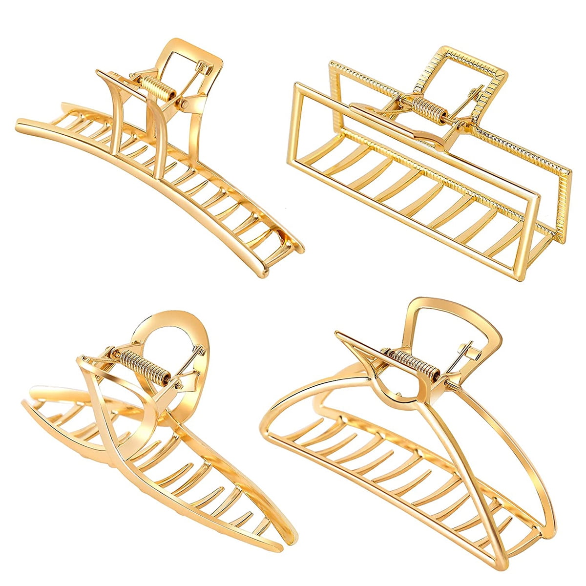Large Hair Clips for Thick Hair, AIBEE 4pcs Large Metal Hair Claw Clips  Nonslip Big Gold Hair Clamps Claw Hair Clips for Women and Girls Thin Hair