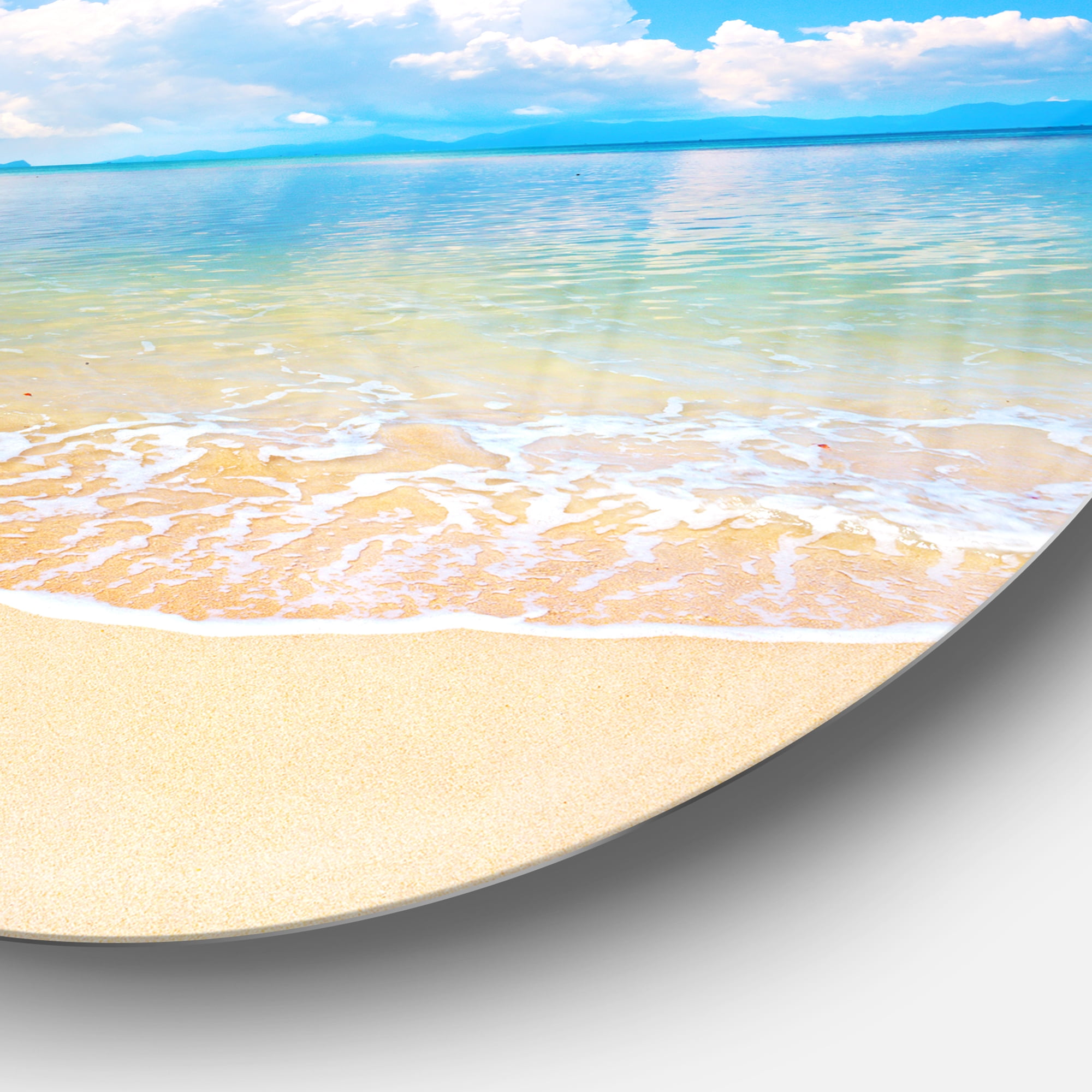 Designart 'Large Clouds Over Calm Beach' Metal Wall Art