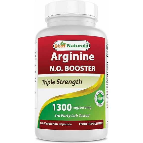 Best Naturals L-Arginine 1300 mg 120 Vegetarian Capsules | NO Booster Triple Strength