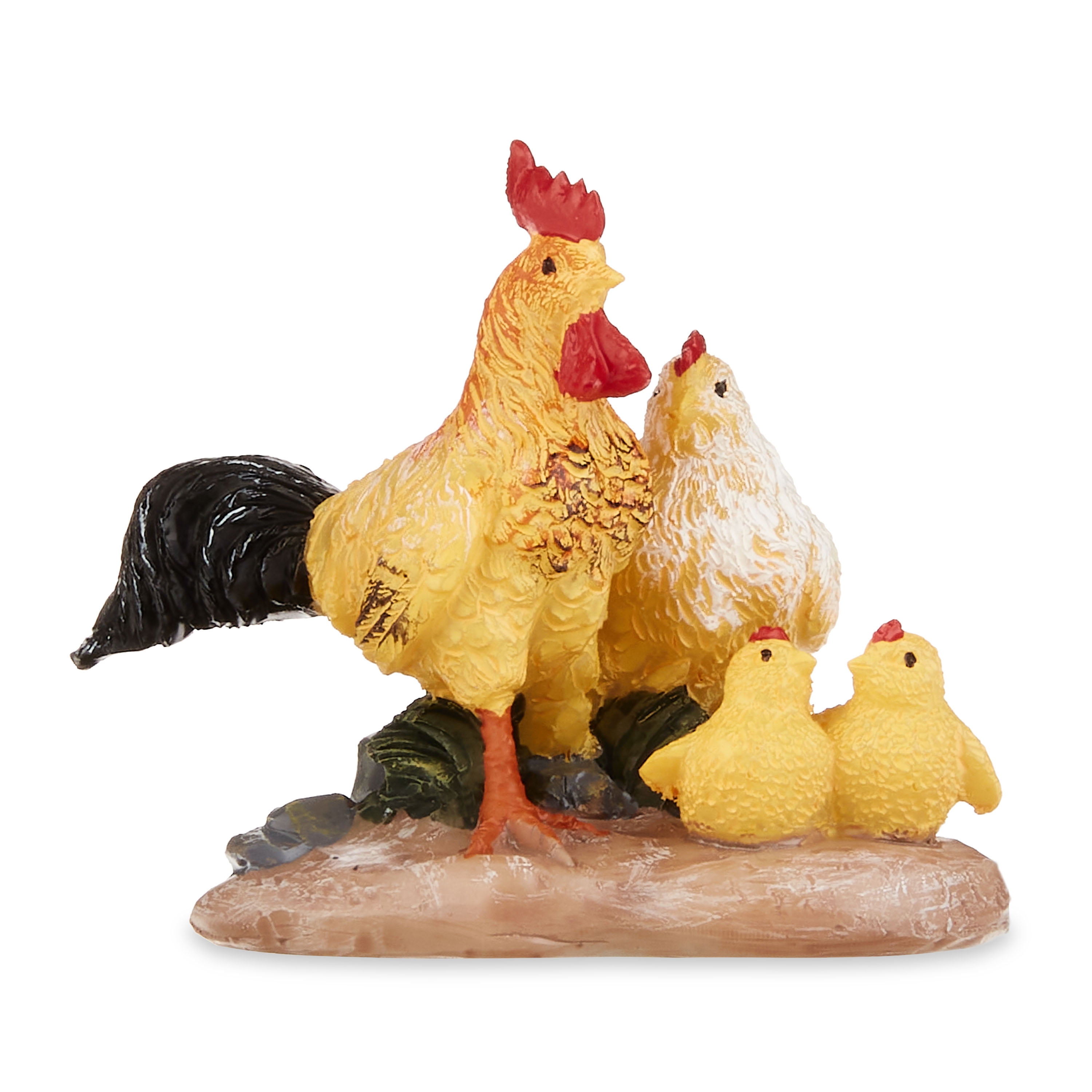 Holiday Time Christmas Village Home Decoration Multi-Color Chicken Family Figurine, 1.875" X 1.5" X 1.625"H