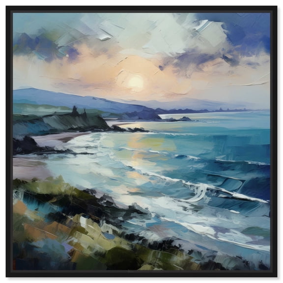 A Beach Far Away Canvas Coastal Farmhouse Wall Art by Art Remedy, Black Frame, 12" x 12"
