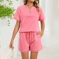 thumbnail image 2 of AnuYalue Womens Pajama Set Shorts 2 Piece V Neck Shirt Soft Sleepwear Short Sleeve Loungewear Summer, 2 of 8