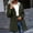 Army Green, variant on Womens Waterproof Jacket Belted Waist Midi Length Striped Lined Hooded Windbreaker Coat Dark Gray Size L