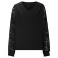 thumbnail image 4 of Fznquz Dressy Casual Womens T Shirts Long Sleeve Lace Black Blouse Elegant V Neck Work Tops for Women L, 4 of 6
