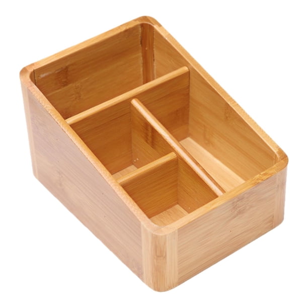 Caja de almacenamiento para control remoto, suministros de oficina, reproductor multimedia, organizador de escritorio 4 compartimentos