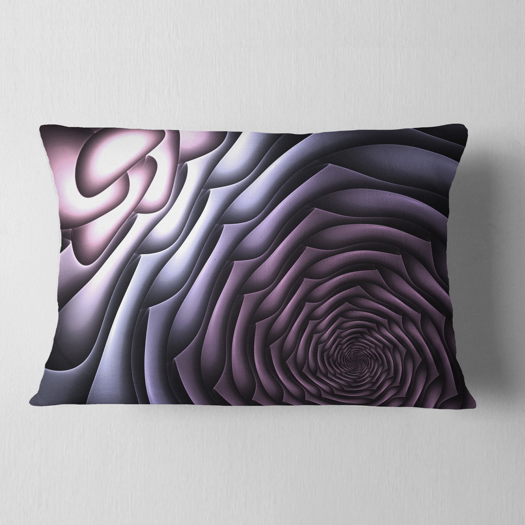Designart Purple Flower Shaped Fractal Art - Abstract Throw Pillow - 12x20