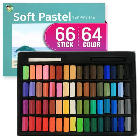 HA SHI Soft Chalk Pastels, 64 colors with additional 2pcs, Non Toxic Art Supplies, Drawing Media for Artist Stick Pastel for Professional, Kids, Beauty Nail Art, Pan Chalk Pastels