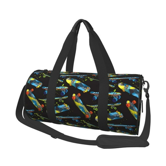 Naloa Colorful Skateboard Print Gym Bag for Women & Men,Sports Travel Duffel Bag,Carry On Weekender Bag for Airplane,Workout Overnight Backpack for Travel