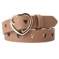 thumbnail image 4 of Tnobhg Women Heart-shaped Buckle Belt Heart Hollow Design Waistband Faux Leather Adjustable Length Belt Fashion Accessories, 4 of 7
