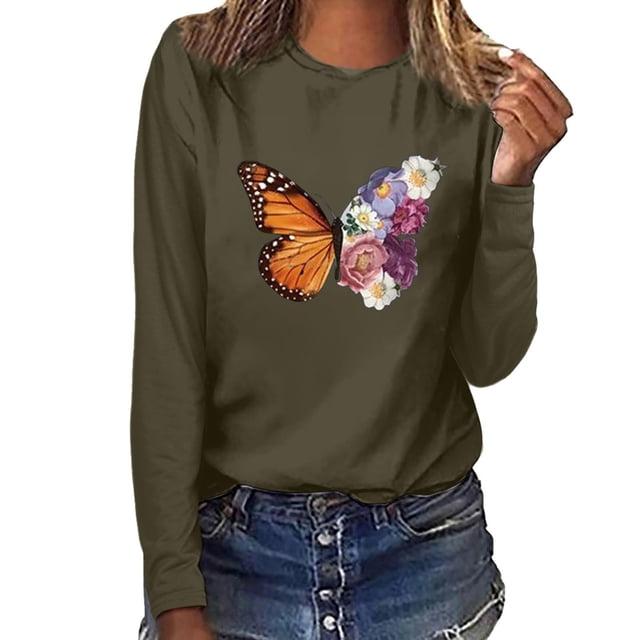 CEHVOM T-shirt Blouse à Manches Longues à Col Rond Imprimé pour Femmes Grande Taille