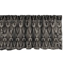 Ambesonne Geometric Valance Pack of 2, Shapes Streaks Retro Art, 42"X12", Dark Brown and Eggshell