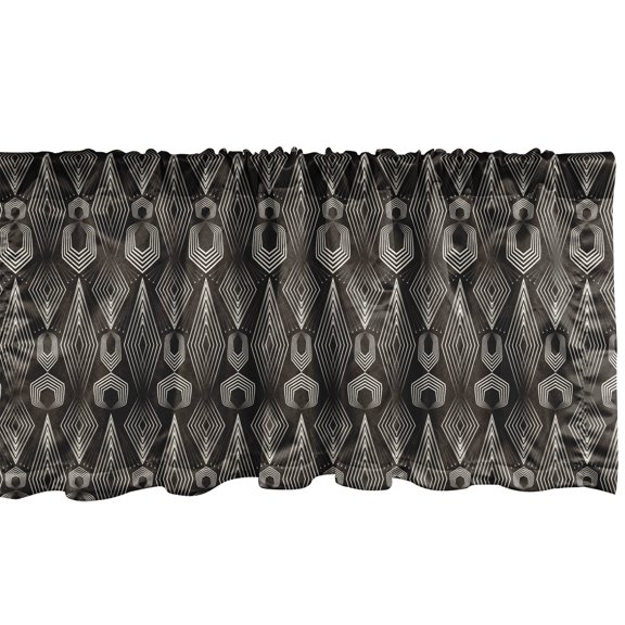Ambesonne Geometric Valance Pack of 2, Shapes Streaks Retro Art, 54"X12", Dark Brown and Eggshell