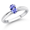 thumbnail image 2 of Gem Stone King 0.45 Ct Oval Blue Tanzanite 10K White Gold Solitaire Engagement Ring, 2 of 4