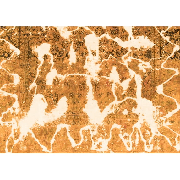 Ahgly Company Indoor Rectangle Abstract Orange Modern Area Rugs, 2' x 5'