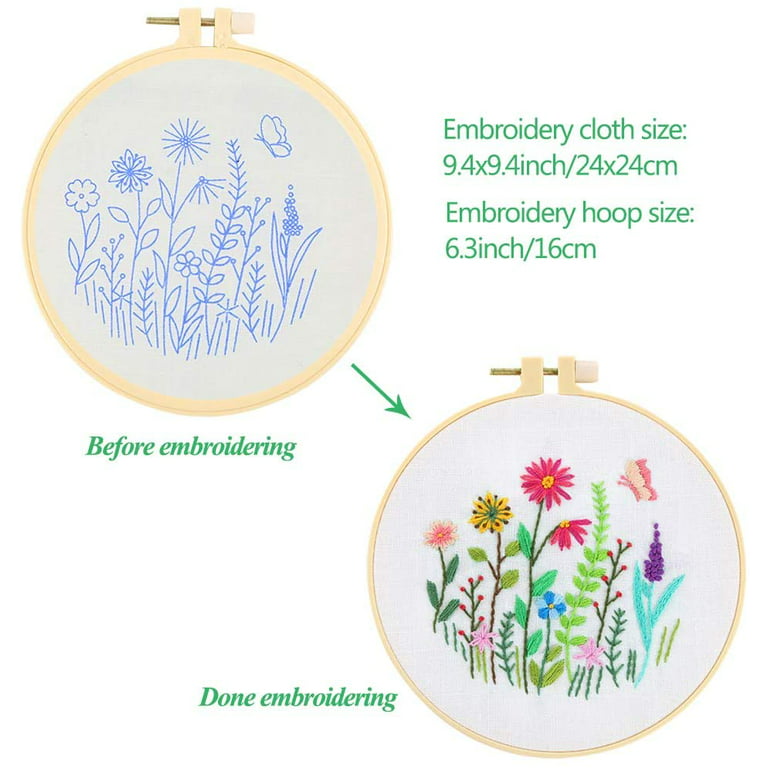 3 Embroidery Kit with 3 Plastic Hoops and Instructions, Cross Stitch K –  HALATIUM