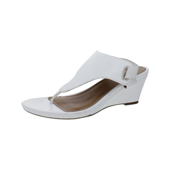 White Mountain Womens Faux Leather T-Strap Slingback Sandals
