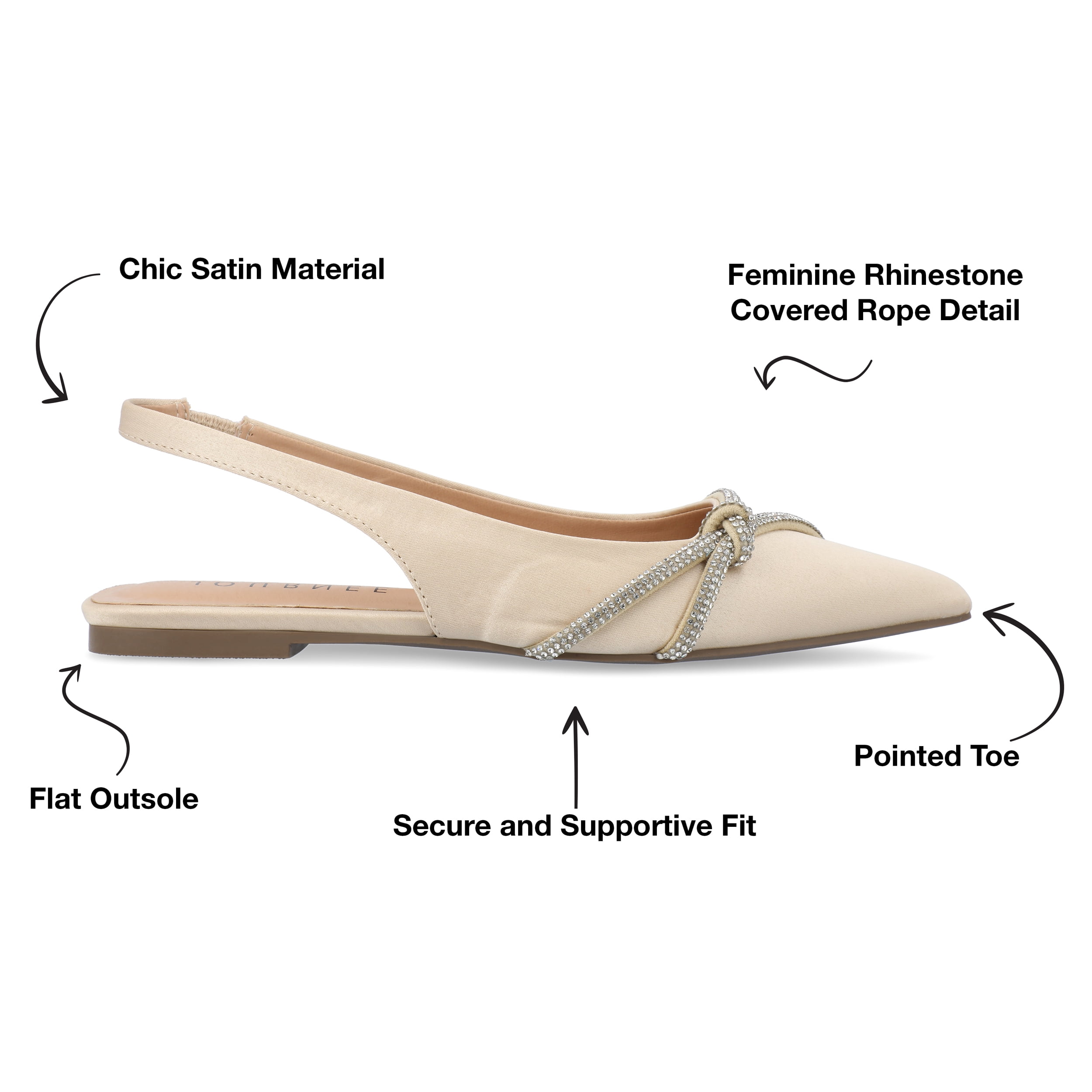 Journee Womens Rebbel Sling Back Pointed Toe Evening Dress Flats