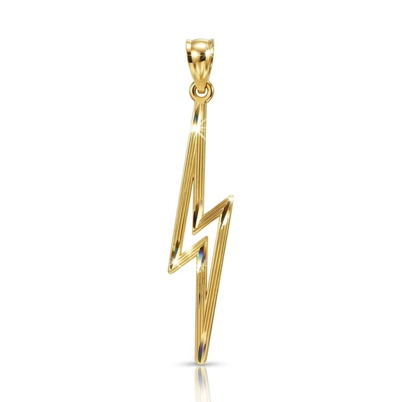 Gold Lighting Bolt Pendant - 10 Karat Gold - Thunder Bolt Pendant Charm Necklace - Dainty Pendant For Necklaces