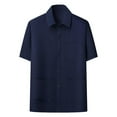 thumbnail image 4 of COSFO Solid Summer Shirts for Men Collared Casual Short Sleeve Button Down Shirts Multi Pockets Loose Men's Tops, 4 of 5