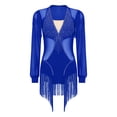 thumbnail image 6 of Aislor Women Latin Tango Fringe Dance Dress Singer Performance Stage Ballroom Rumba Chacha Skirt Royal Blue XL, 6 of 7