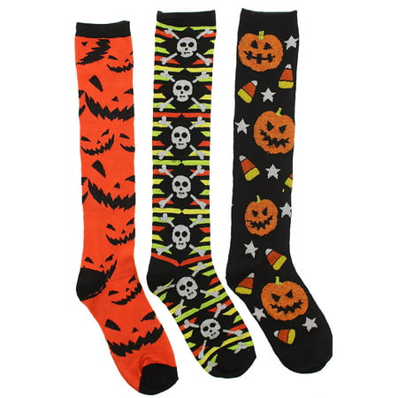 Boo - Boo! Women's Halloween Knee High Socks (3Pr), One Size, (Pumpkins ...