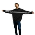 thumbnail image 4 of Telankuip I Love You This Much Hoodies Valentine's Day Letter Print Hooded Sweatshirts for Women Men Oversized Long Sleeve Loose Fit Comfortable Pullover Top with Pockets 1-Black XL, 4 of 5