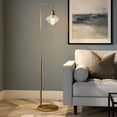 thumbnail image 2 of Evelyn&Zoe Zariza Arc Floor Lamp with Glass Shade, Brass/Clear, 2 of 8