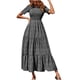 thumbnail image 1 of Vestido maxi largo con estampado de manga corta y cuello redondo bohemio para mujer Fridja bnh3489, 1 of 1