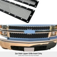 thumbnail image 3 of APS Compatible with Chevy Silverado 1500 2014-2015 Main Upper Stainless Steel Black Mesh Rivet Studs Front Grill Grille Insert CL5950H, 3 of 4