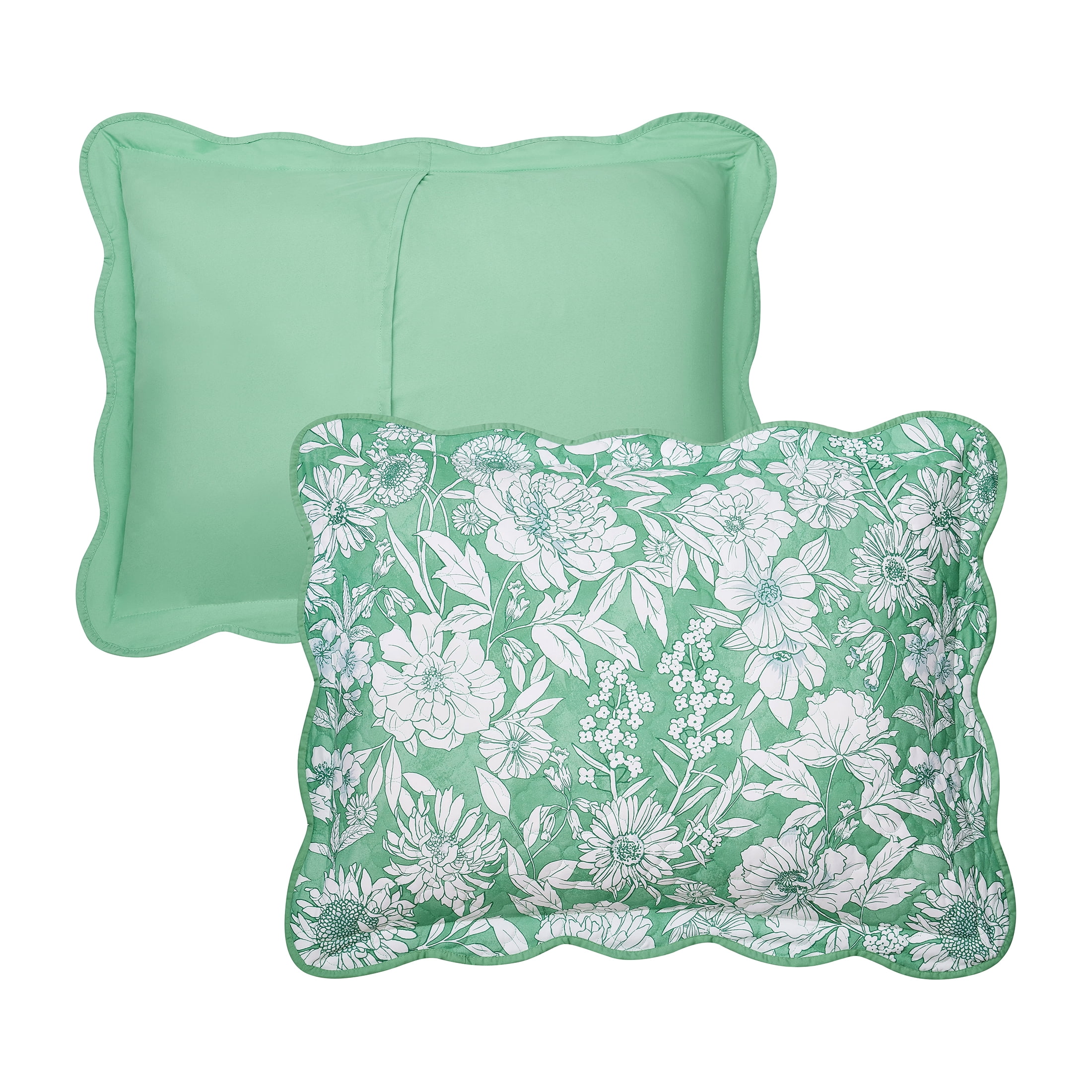 Mainstays Green Floral 3-Piece Quilt Set, Full/Queen