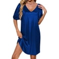 thumbnail image 2 of Sparkly Dresses for Women Summer 2026 Trendy Puff Short Sleeve V-Neck Shift Mini Dresses for Evening Party, 2 of 7