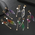 thumbnail image 2 of Namzi-b Plated Asymmetrical Butterfly Bug Wing Drop Dangle Earrings Crystal Fairy Wing Earrings for Women Wedding Jewelry,Ear clip style,Pink, 2 of 2