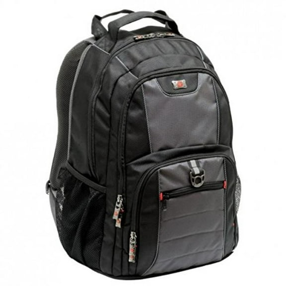WENGER PILLAR 16 Inch Laptop Backpack, Triple Protect Compartment with Case-Stabilising Platform in Black/Grey (25 Litre), Swiss designed, 600633