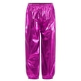 thumbnail image 6 of Miutii Kids Girls Sparkle Trousers Metallic Hip Hop Jazz Modern Dance Pants Fitness Sport Cargo Hot Pink 170, 6 of 9