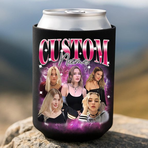 Custom Image Text Can Cooler Personalized Picture Slim Can Custom Photo Can Funny Birthday