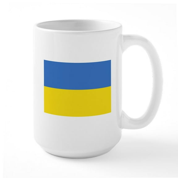 CafePress - Ukraine Flag Mugs - 15 oz Ceramic Large White Novelty Mug